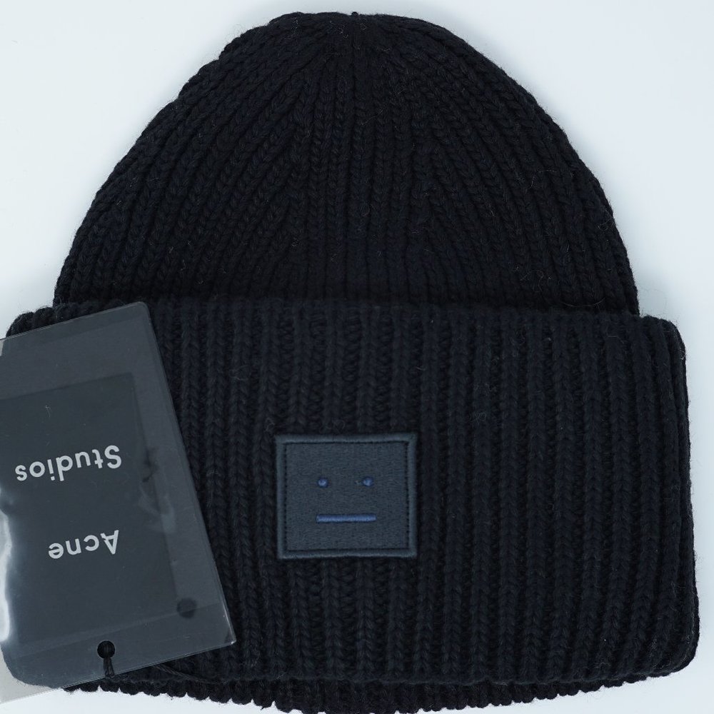 Acne Studios Pansy Face Beanie Black